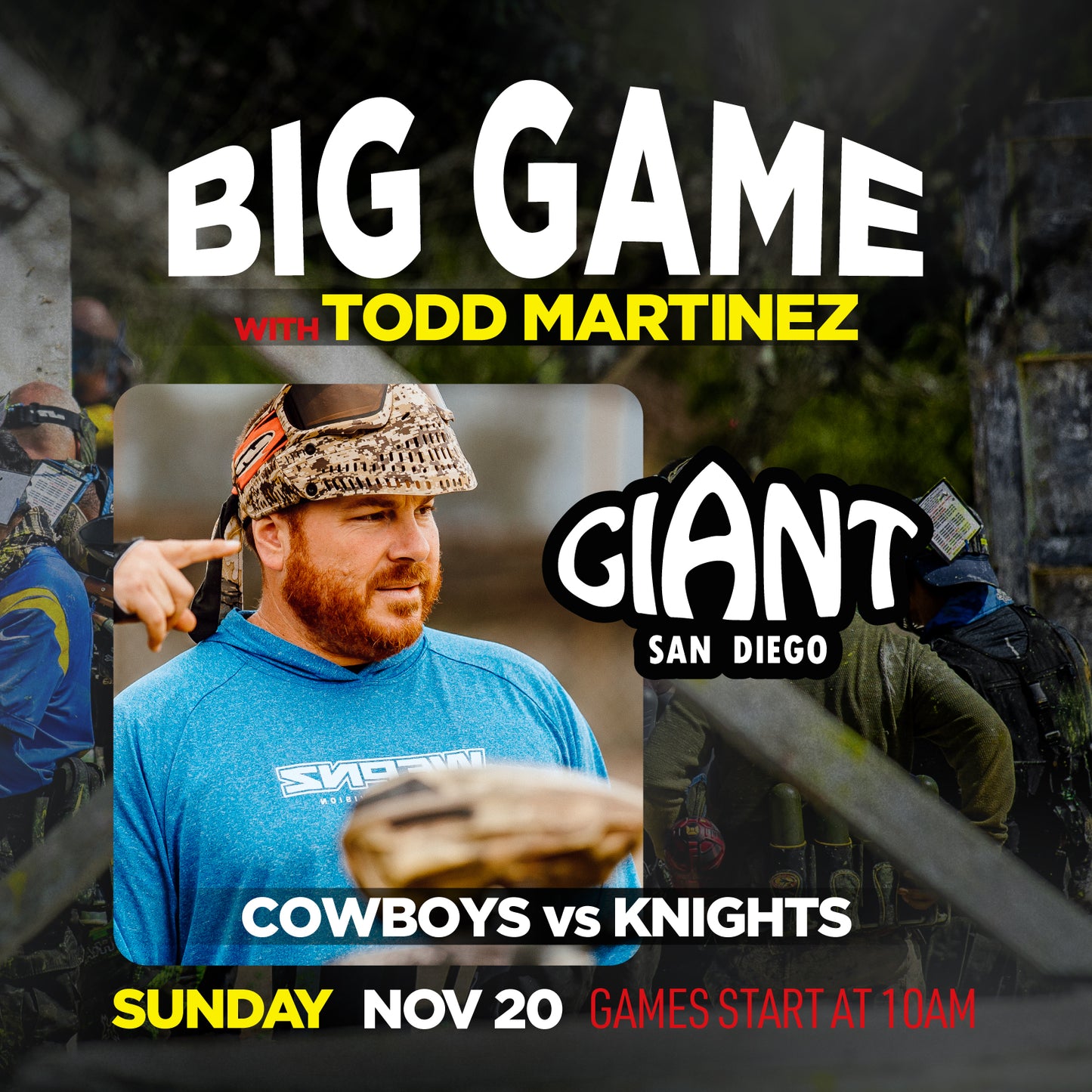 Paintball Big Game with Todd Martinez - November 20 @ Giant San Diego
